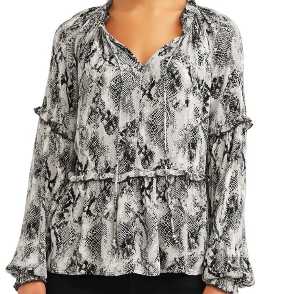 New Snake Skin Long Sleeve Loose Fit Top